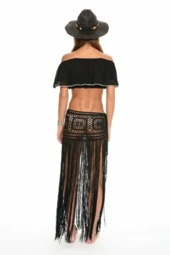 Javiera Hand Crochet Mini Skirt With Long Fringe In Black 7 Javiera Hand Crochet Mini Skirt With Long Fringe In Black -PESCA BOUTIQUE Sales 1268jn back 2048x