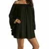 Off The Shoulder Long Sleeve Top In Black -PESCA BOUTIQUE Sales 1509038755 766 awesomeamazinggreat elan ry555 resort 2017 ruffle sleeve sexy off shoulder mini dress tunic nwt 59 2017 2018