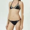 Usara Triangle Top In Black Multi -PESCA BOUTIQUE Sales 2 usara triangle mesh bikini top black ivory gold 2 2
