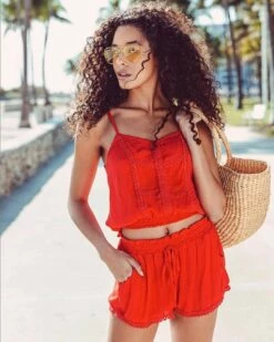 Makena Top In Red Sangria