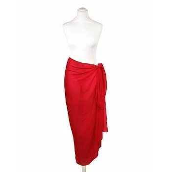 Chiffon Long Sarong In Red 4 Chiffon Long Sarong In Red - Image 2