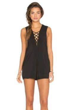 Indie Romper In Soft Black By Blue Life