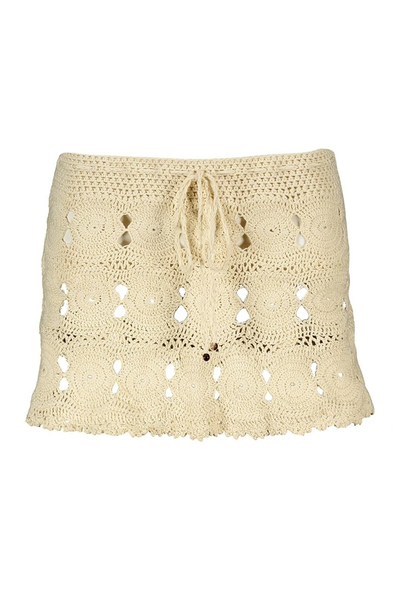 Coketta Beachwear Crochet Mini Skirt In Ivory 5 Coketta Beachwear Crochet Mini Skirt In Ivory - Image 3