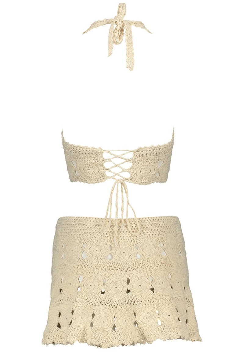 Coketta Beachwear Crochet Mini Skirt In Ivory 4 Coketta Beachwear Crochet Mini Skirt In Ivory - Image 2