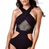 Body Cool Mesh One-Piece Swimsuit - Black