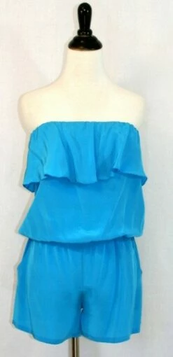 Zoe Solid Romper In Turquoise