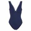 Reina V-Neck One-Piece Swimsuit In Navy -PESCA BOUTIQUE Sales karla colletto blue reina v neck swimsuit