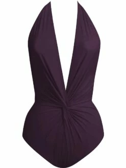 Basic Plunge One Piece In Wine