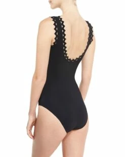 Reina V-Neck One-Piece Swimsuit In Black -PESCA BOUTIQUE Sales karla colletto reina rick rack round neck underwire one piece swimsuit black 2