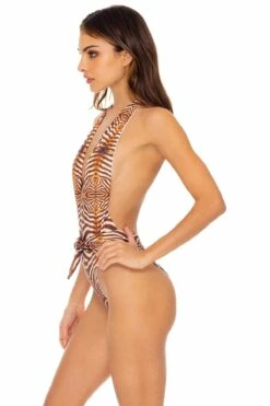 Safari Dreams High Leg Ruched Back One Piece In Brown -PESCA BOUTIQUE Sales l649 l14 007 s 6f2e0534 18f7 436f 879f 3497392184cd