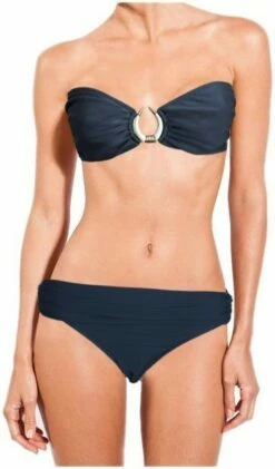 Bone Touch Bandeau Bikini Top In Blue Stone