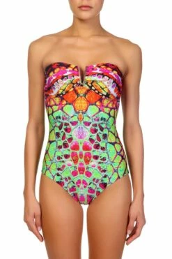V-Wire Strapless One Piece Swimsuit