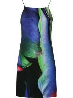 Colored Macro Feather Print Short Dress -PESCA BOUTIQUE Sales osklen woman short dress 3