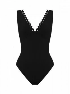 Reina V-Neck One-Piece Swimsuit In Black