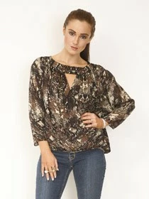 Slit Wrap Top In Forest Python