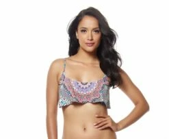 Montezuma Flounce Cross Back Top In Cream