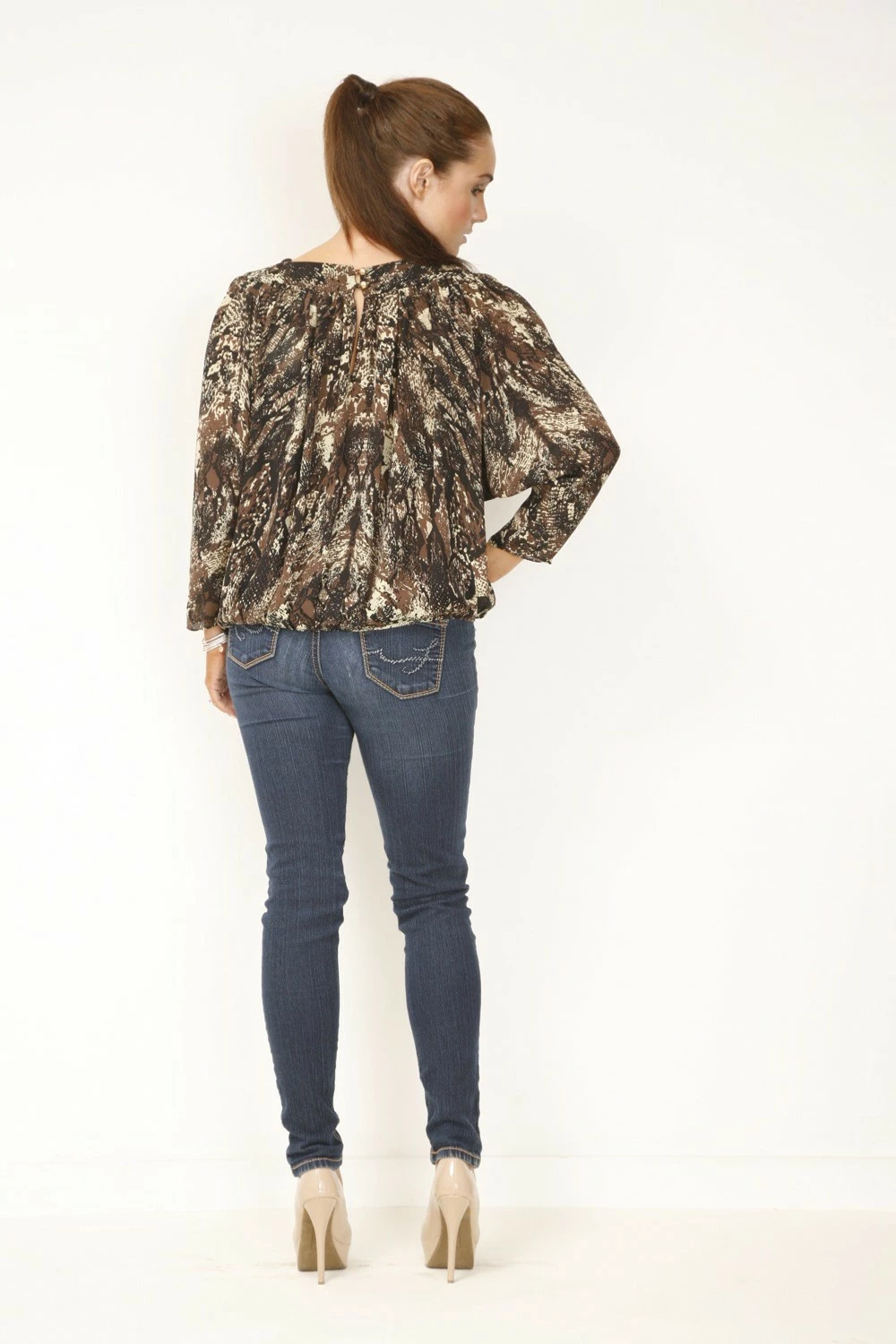 Slit Wrap Top In Forest Python 5 Slit Wrap Top In Forest Python - Image 3