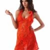 Orange Lace Ribbon Dress