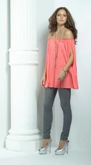 Plisse Top In Neon Coral